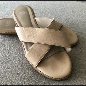 Eileen fisher nude leather slip flats